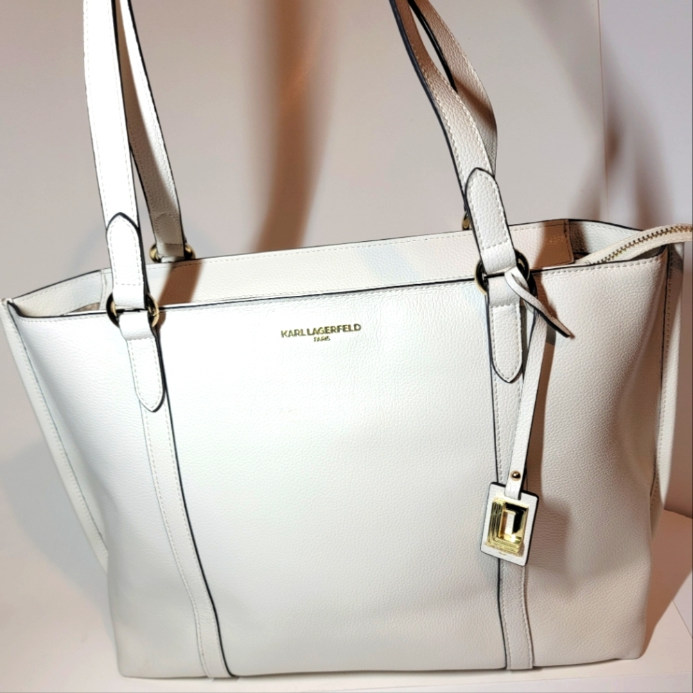 Karl Lagerfeld White Tote with Gold Details